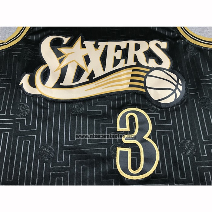 Camiseta Philadelphia 76ers Allen Iverson NO 3 Retro 2020 Chinese New Year Negro